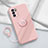 Ultra-thin Silicone Gel Soft Case Cover with Magnetic Finger Ring Stand S03 for Oppo Reno6 5G Pink