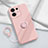 Ultra-thin Silicone Gel Soft Case Cover with Magnetic Finger Ring Stand S03 for Oppo Reno9 5G Pink
