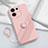 Ultra-thin Silicone Gel Soft Case Cover with Magnetic Finger Ring Stand S03 for Oppo Reno9 Pro 5G Pink