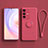 Ultra-thin Silicone Gel Soft Case Cover with Magnetic Finger Ring Stand S03 for Vivo V23 5G Hot Pink