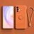 Ultra-thin Silicone Gel Soft Case Cover with Magnetic Finger Ring Stand S03 for Vivo X70t Orange