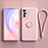 Ultra-thin Silicone Gel Soft Case Cover with Magnetic Finger Ring Stand S03 for Vivo X70t Pink