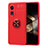 Ultra-thin Silicone Gel Soft Case Cover with Magnetic Finger Ring Stand SD1 for Huawei Honor X5 Plus Red