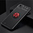 Ultra-thin Silicone Gel Soft Case Cover with Magnetic Finger Ring Stand SD1 for Realme C20A Red and Black