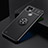 Ultra-thin Silicone Gel Soft Case Cover with Magnetic Finger Ring Stand SD1 for Realme C21 Black