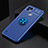 Ultra-thin Silicone Gel Soft Case Cover with Magnetic Finger Ring Stand SD1 for Realme C21 Blue