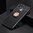 Ultra-thin Silicone Gel Soft Case Cover with Magnetic Finger Ring Stand SD1 for Realme C25Y India Gold and Black