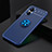 Ultra-thin Silicone Gel Soft Case Cover with Magnetic Finger Ring Stand SD1 for Realme C33 Blue