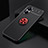 Ultra-thin Silicone Gel Soft Case Cover with Magnetic Finger Ring Stand SD1 for Realme C33 Red and Black