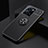 Ultra-thin Silicone Gel Soft Case Cover with Magnetic Finger Ring Stand SD1 for Vivo Y35 4G Black