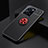 Ultra-thin Silicone Gel Soft Case Cover with Magnetic Finger Ring Stand SD1 for Vivo Y35 4G Red and Black