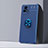 Ultra-thin Silicone Gel Soft Case Cover with Magnetic Finger Ring Stand SD1 for Vivo Y72 India Blue