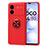 Ultra-thin Silicone Gel Soft Case Cover with Magnetic Finger Ring Stand SD1 for Xiaomi Poco M4 5G Red