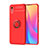 Ultra-thin Silicone Gel Soft Case Cover with Magnetic Finger Ring Stand SD1 for Xiaomi Redmi 9A