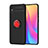 Ultra-thin Silicone Gel Soft Case Cover with Magnetic Finger Ring Stand SD1 for Xiaomi Redmi 9A Red and Black