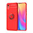 Ultra-thin Silicone Gel Soft Case Cover with Magnetic Finger Ring Stand SD1 for Xiaomi Redmi 9i