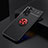 Ultra-thin Silicone Gel Soft Case Cover with Magnetic Finger Ring Stand SD1 for Xiaomi Redmi Note 11 4G (2022) Red and Black