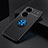 Ultra-thin Silicone Gel Soft Case Cover with Magnetic Finger Ring Stand SD2 for Huawei P50 Blue and Black