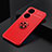 Ultra-thin Silicone Gel Soft Case Cover with Magnetic Finger Ring Stand SD2 for Huawei P50e Red