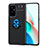 Ultra-thin Silicone Gel Soft Case Cover with Magnetic Finger Ring Stand SD2 for OnePlus 9 5G Blue and Black