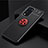 Ultra-thin Silicone Gel Soft Case Cover with Magnetic Finger Ring Stand SD2 for OnePlus 9 Pro 5G Red and Black