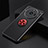 Ultra-thin Silicone Gel Soft Case Cover with Magnetic Finger Ring Stand SD2 for Realme 11 Pro 5G Red and Black