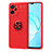 Ultra-thin Silicone Gel Soft Case Cover with Magnetic Finger Ring Stand SD2 for Realme 9i 5G Red