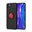 Ultra-thin Silicone Gel Soft Case Cover with Magnetic Finger Ring Stand SD2 for Realme C12 Red and Black