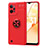 Ultra-thin Silicone Gel Soft Case Cover with Magnetic Finger Ring Stand SD2 for Realme C31 Red