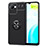 Ultra-thin Silicone Gel Soft Case Cover with Magnetic Finger Ring Stand SD2 for Realme Narzo 50i Prime Black