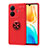 Ultra-thin Silicone Gel Soft Case Cover with Magnetic Finger Ring Stand SD2 for Vivo iQOO Z6 Pro 5G Red