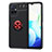 Ultra-thin Silicone Gel Soft Case Cover with Magnetic Finger Ring Stand SD2 for Vivo T1 5G India Red and Black