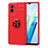 Ultra-thin Silicone Gel Soft Case Cover with Magnetic Finger Ring Stand SD2 for Vivo T2x 5G Red