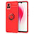 Ultra-thin Silicone Gel Soft Case Cover with Magnetic Finger Ring Stand SD2 for Vivo V20 (2021) Red