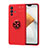 Ultra-thin Silicone Gel Soft Case Cover with Magnetic Finger Ring Stand SD2 for Vivo V23 5G Red