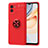 Ultra-thin Silicone Gel Soft Case Cover with Magnetic Finger Ring Stand SD2 for Vivo Y15C Red