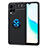 Ultra-thin Silicone Gel Soft Case Cover with Magnetic Finger Ring Stand SD2 for Vivo Y21 Blue and Black