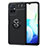 Ultra-thin Silicone Gel Soft Case Cover with Magnetic Finger Ring Stand SD2 for Vivo Y30 5G Black