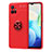 Ultra-thin Silicone Gel Soft Case Cover with Magnetic Finger Ring Stand SD2 for Vivo Y30 5G Red