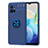 Ultra-thin Silicone Gel Soft Case Cover with Magnetic Finger Ring Stand SD2 for Vivo Y33e 5G Blue