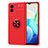 Ultra-thin Silicone Gel Soft Case Cover with Magnetic Finger Ring Stand SD2 for Vivo Y72t Red