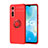 Ultra-thin Silicone Gel Soft Case Cover with Magnetic Finger Ring Stand SD2 for Vivo Y73s 5G Red