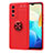 Ultra-thin Silicone Gel Soft Case Cover with Magnetic Finger Ring Stand SD2 for Vivo Y74s 5G Red