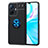 Ultra-thin Silicone Gel Soft Case Cover with Magnetic Finger Ring Stand SD2 for Vivo Y77 5G Blue and Black