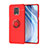 Ultra-thin Silicone Gel Soft Case Cover with Magnetic Finger Ring Stand SD2 for Xiaomi Poco M2 Pro Red