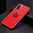 Ultra-thin Silicone Gel Soft Case Cover with Magnetic Finger Ring Stand SD2 for Xiaomi Redmi 9T 4G Red