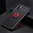 Ultra-thin Silicone Gel Soft Case Cover with Magnetic Finger Ring Stand SD2 for Xiaomi Redmi Note 10 5G Red and Black