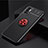 Ultra-thin Silicone Gel Soft Case Cover with Magnetic Finger Ring Stand SD2 for Xiaomi Redmi Note 10T 5G Red and Black