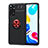 Ultra-thin Silicone Gel Soft Case Cover with Magnetic Finger Ring Stand SD2 for Xiaomi Redmi Note 11 4G (2022) Red and Black