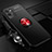 Ultra-thin Silicone Gel Soft Case Cover with Magnetic Finger Ring Stand SD3 for Realme V11 5G Red and Black